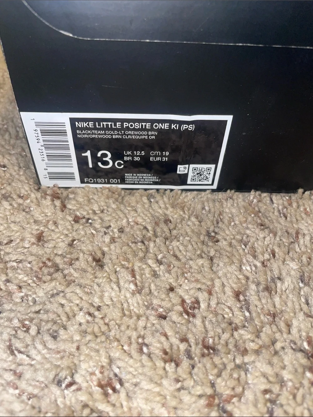 Nike Kids Little Posite One Black and White Sneakers